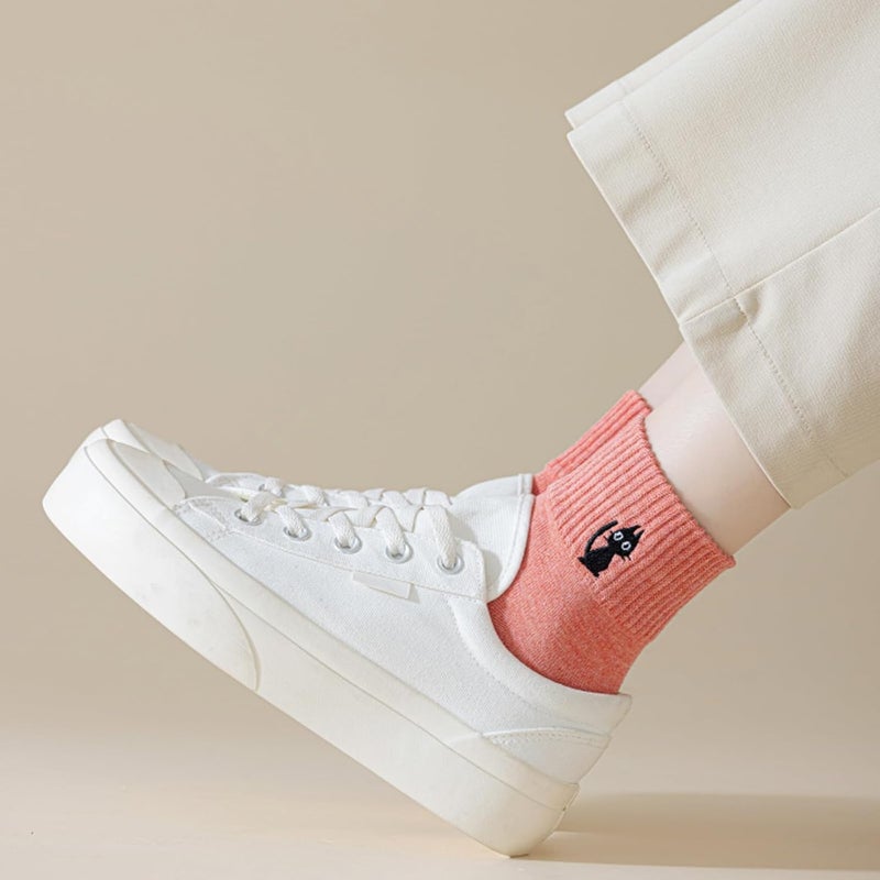 ANIDL Women's Girls Novelty Funny Crew Socks,Crazy Cute Embroidered Pattern Ankle Sock Cotton,Women's Gift - Image 4